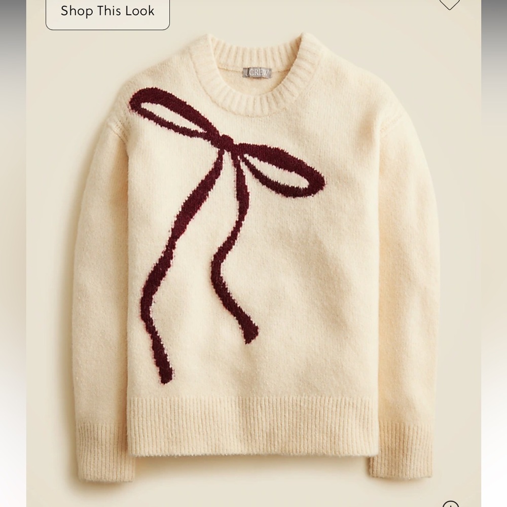 NWT J. Crew Relaxed crewneck pullover sweater in bow print L large